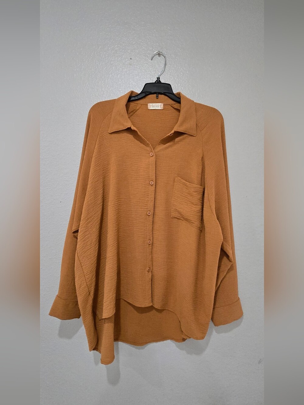 Altar'd State Oversized Button-Down Shirt in Camel Rust Medium